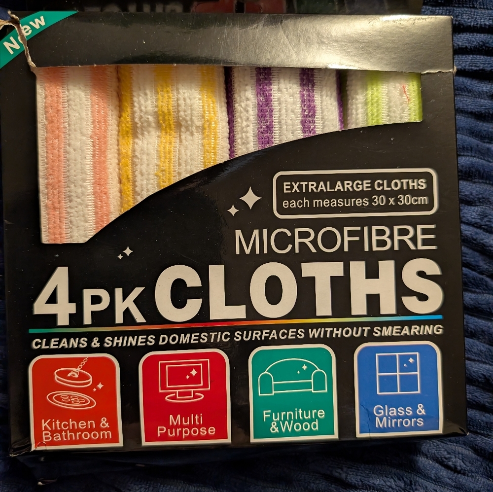 🦋 Microfibre Cleaning Cloths 4-Pack - Multicolor